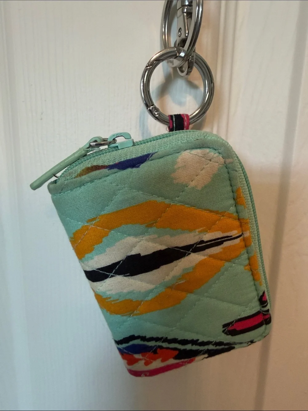 Vera Bradley Mint Multicolor Card Holder Keychain